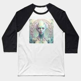 Portrait in Pastel Colors of A Fractal Robot Baseball T-Shirt